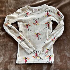 Hanna Andersson Girls Organic Cotton Pyjama Top Ballerinas Long John Style 10